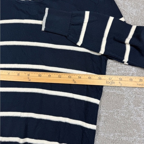 La Ligne Navy Blue Striped 100% Cotton Crew Neck Long Sleeve Sweater Size Small - Picture 3 of 6